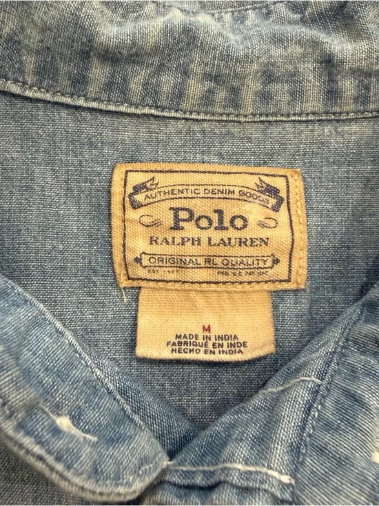 Polo Ralph Lauren - Mila Chambray Denim Button Down Western Roses Size Medium - Picture 8 of 14